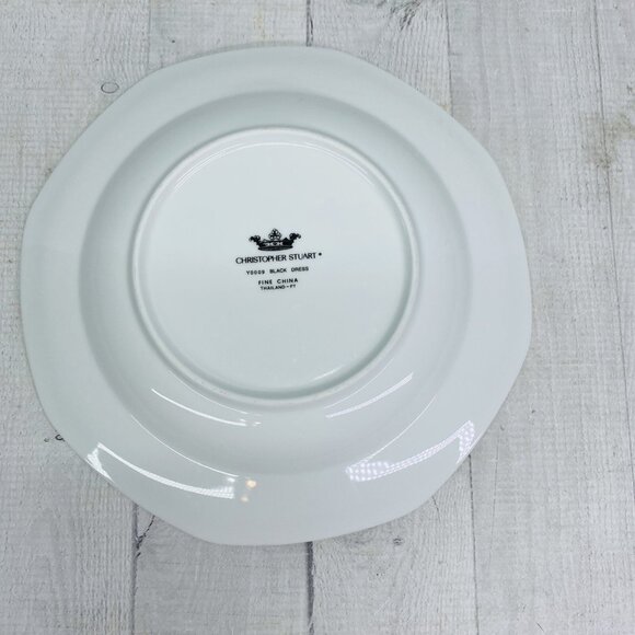 Christopher Stuart BLACK DRESS China Octagonal Large Rim  Pasta Soup Bowl Set 3 - Picture 3 of 13
